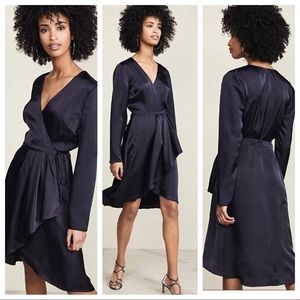 Joie Navy Wrap High Low Dress M $378 NWT